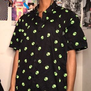 Alien Print Button Up